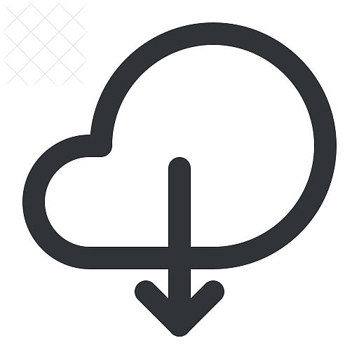 Weather, arrow, cloud, down, download icon.