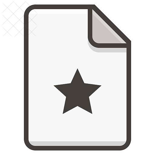 Document, file, star icon.