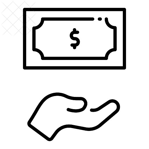 Coin, currency, donation, finance, hand icon.