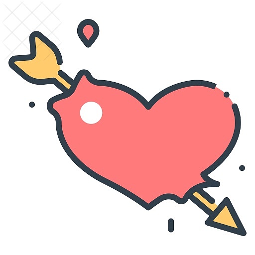 Arrow, heart, love, romance, romantic icon.