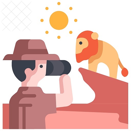 Africa, animal, binoculars, nature, safari icon.