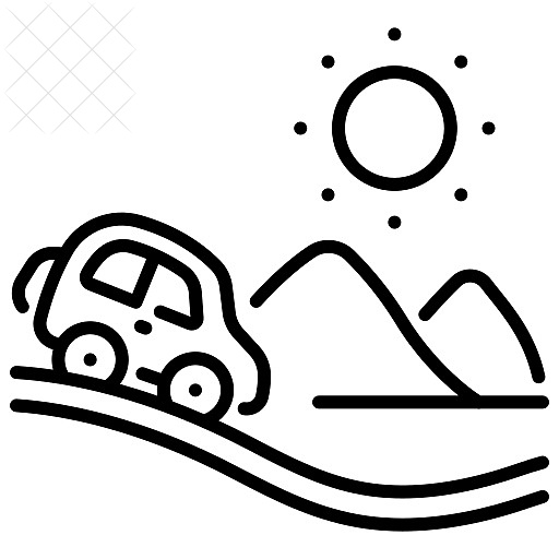 Adventure, car, drive, holiday, road icon.