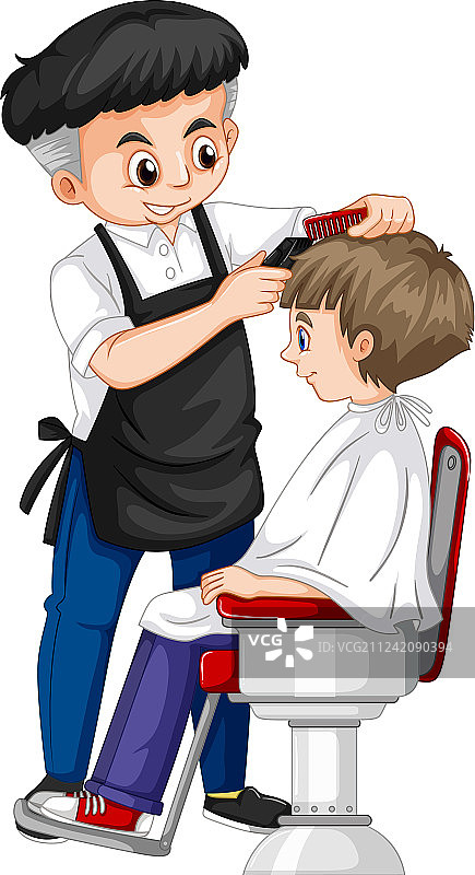 理发师给男孩理发图片素材