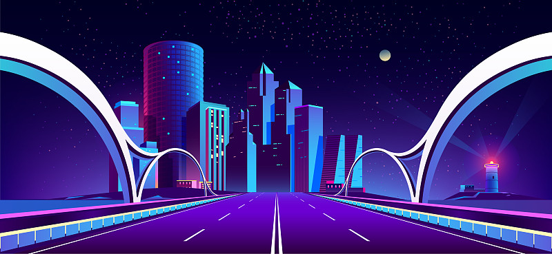 背景與夜晚的城市霓虹燈圖片素材