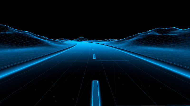 藍色虛擬科技道路圖片素材