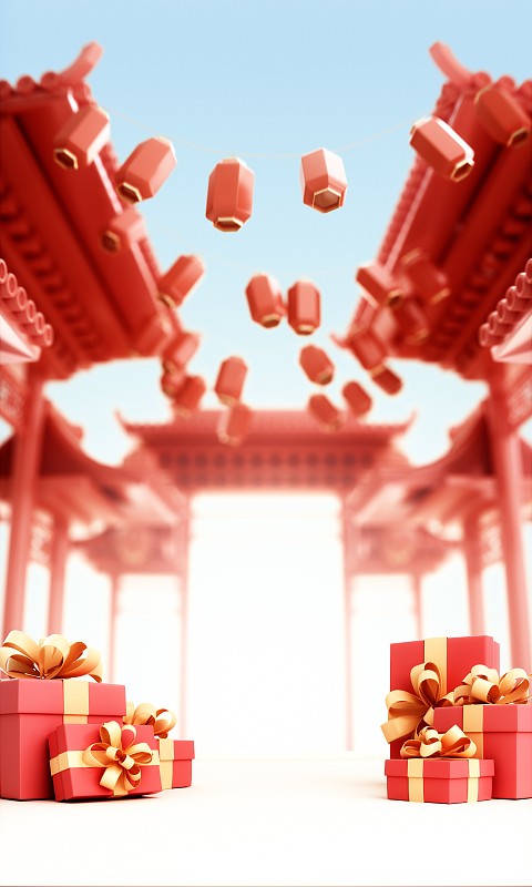 3D渲染的中國風場景圖片素材