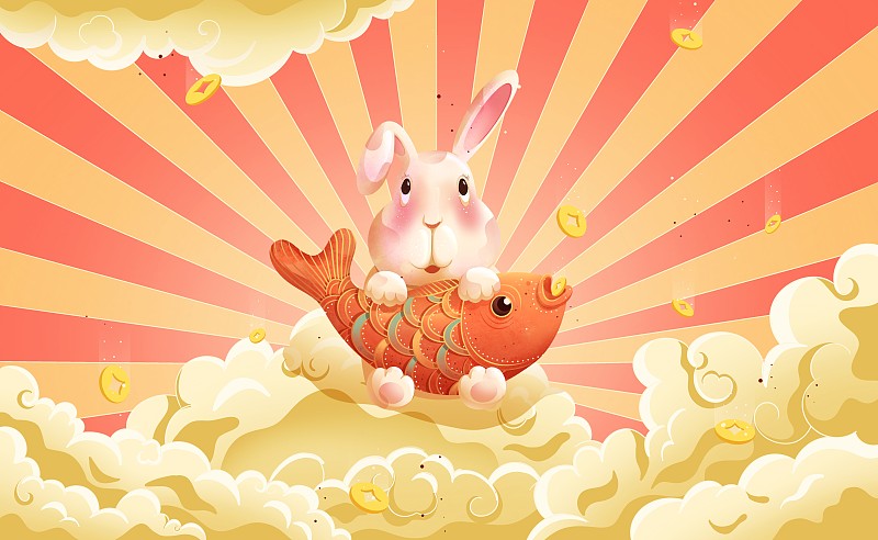 兔年節日插畫圖片