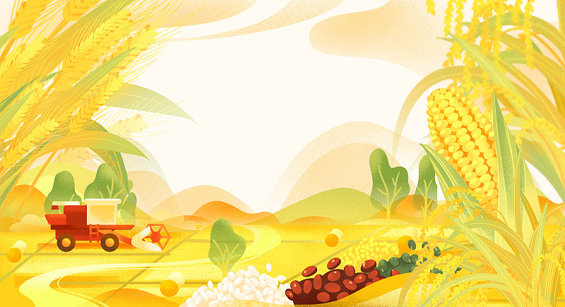 世界糧食日糧食谷物豆類豐收麥田插畫圖片
