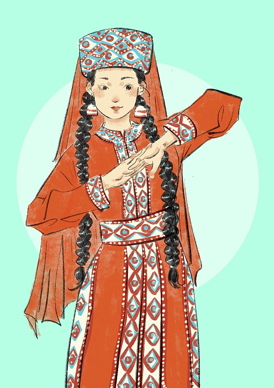 五十六民族插画-塔吉克族下载