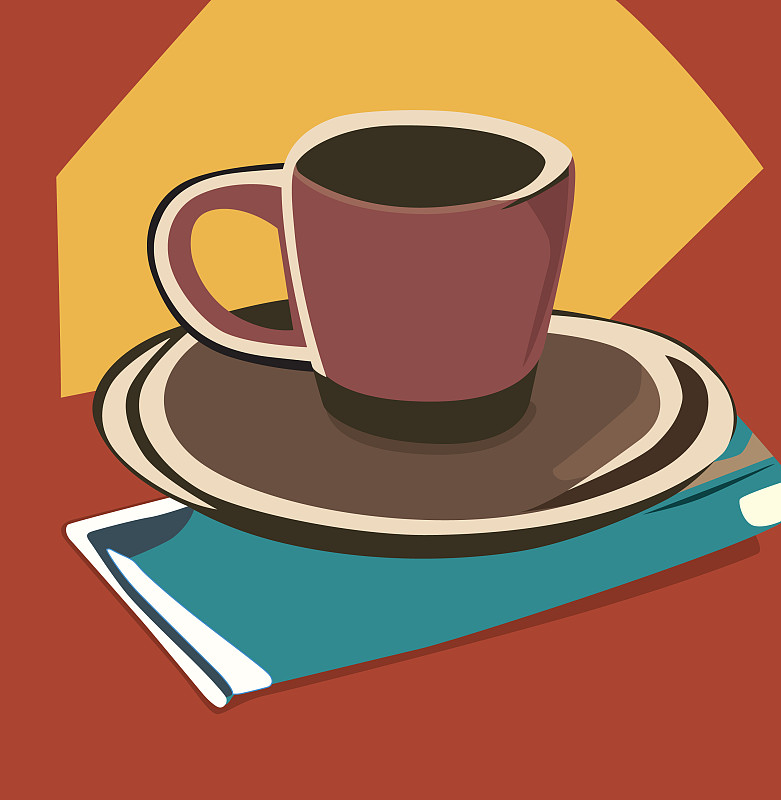 抽象杯咖啡圖標插畫圖片