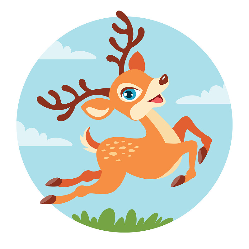 鹿的卡通插畫插畫圖片