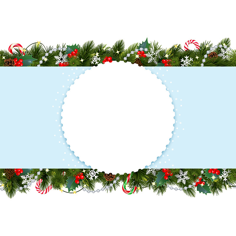 矢量圣誕背景與白色圓插畫圖片