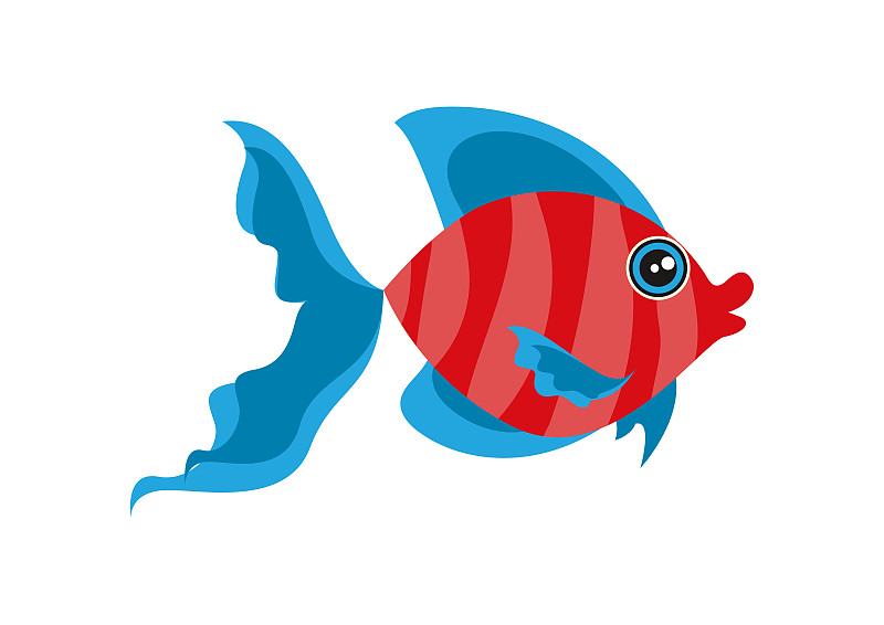 扁平風格的卡通紅魚。矢量插圖的水族魚孤立在白色背景插畫圖片