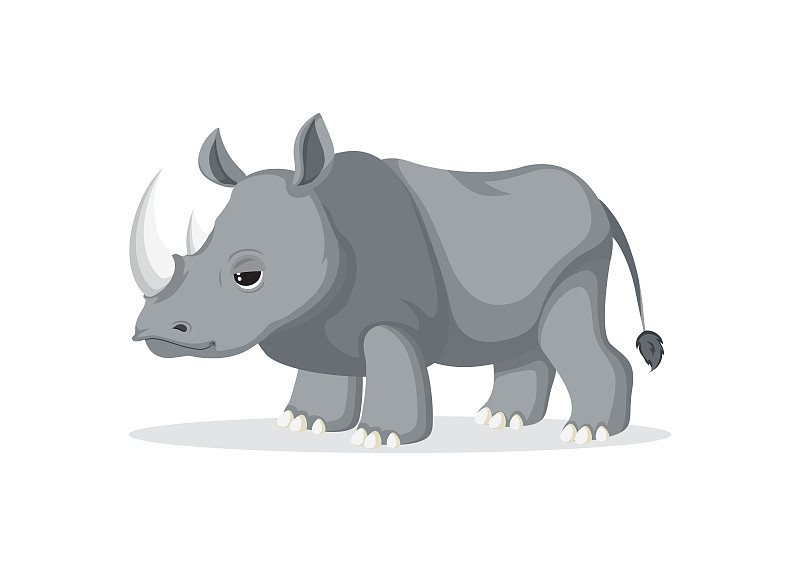 剪紙犀牛矢量孤立在白色背景插畫圖片
