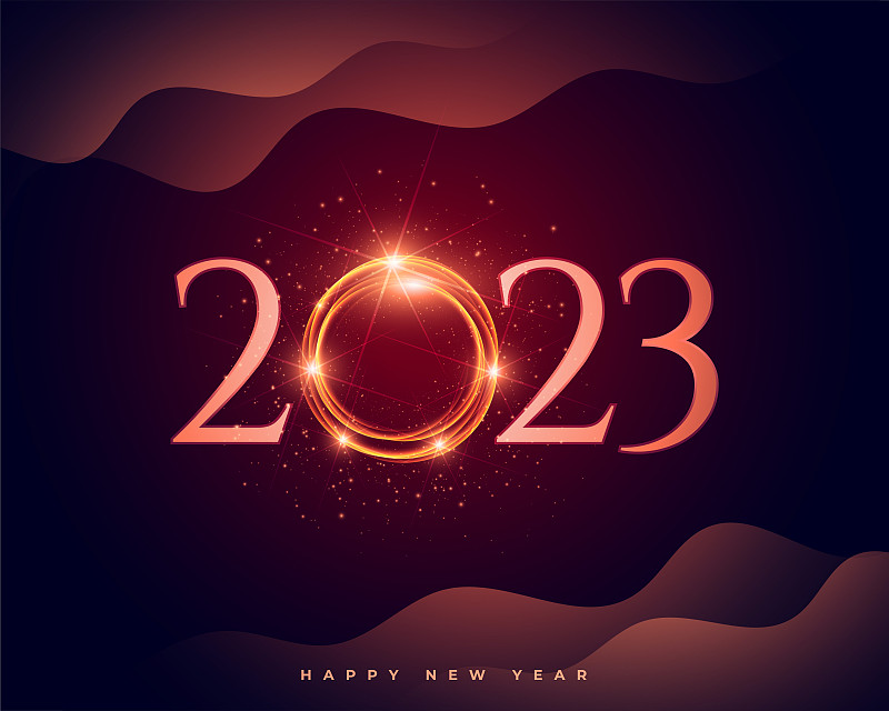 2023年新年活動橫幅在發光的霓虹風格圖片下載