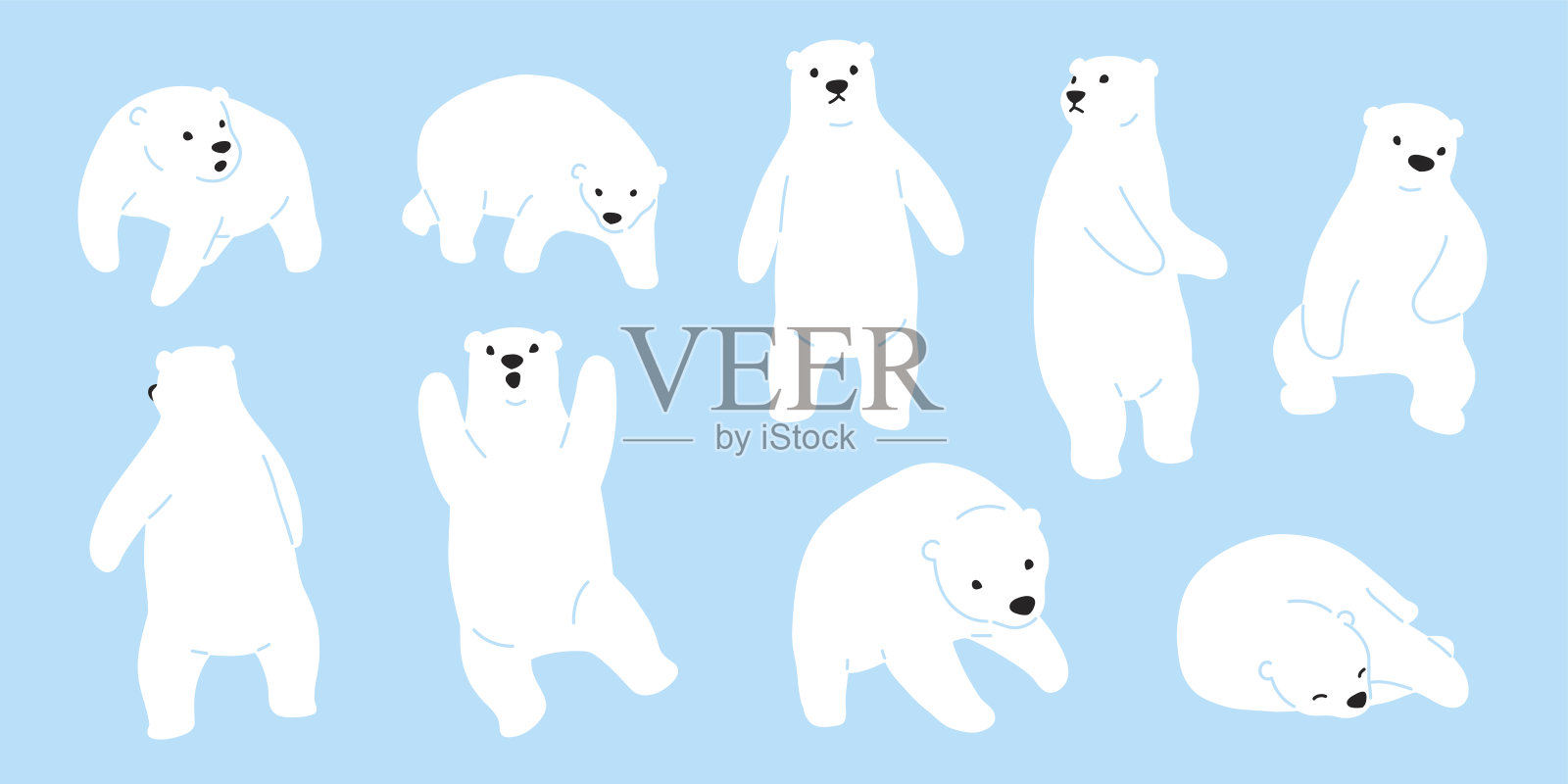 熊北极熊泰迪图标涂鸦插图矢量卡通插画图片素材