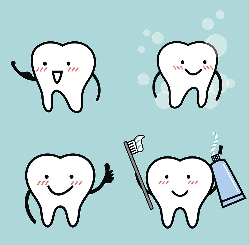 健康牙齒向量集圖片素材