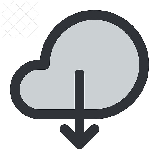 Weather, cloud, arrow, download, storage icon.