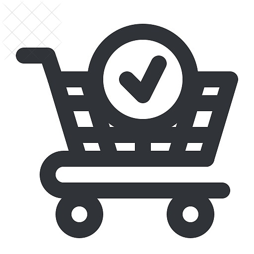 Ecommerce, buy, cart, check, shopping icon.