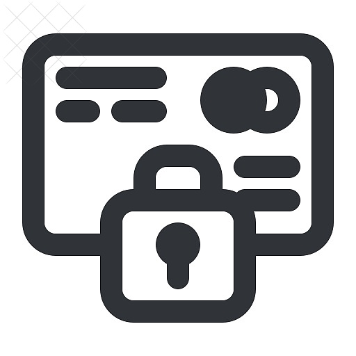 Ecommerce, card, lock, locked, payment icon.