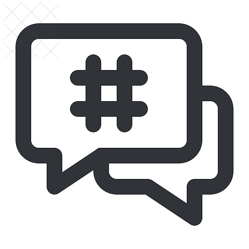 Chat, communication, conversation, hashtag, message icon.