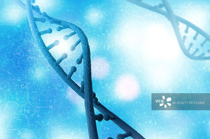 DNA分子。生物化学背景概念与高科技dna分子图片素材