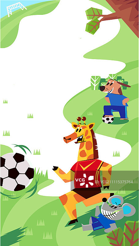 动物们在操场上踢足球图片素材