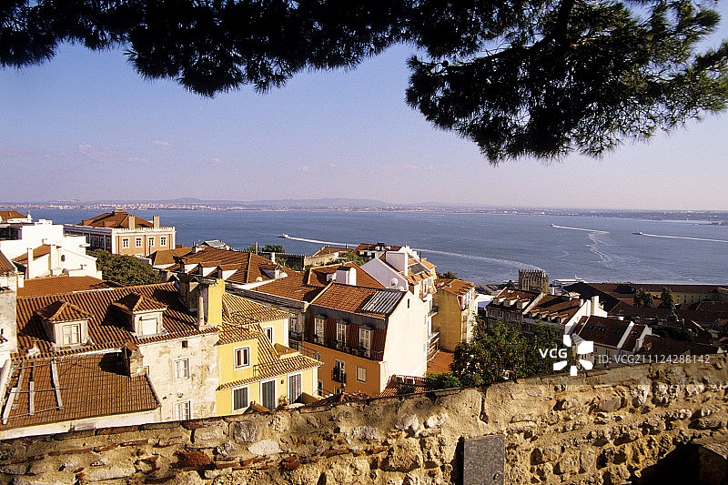 葡萄牙里斯本，从米拉杜罗·德·圣卢西亚俯瞰阿尔法玛图片素材