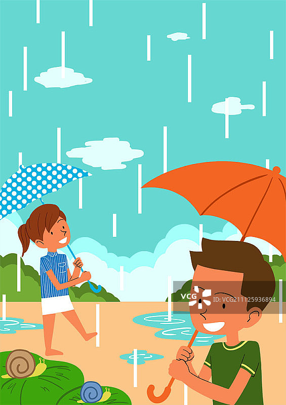 男人和女人在雨中撑着伞图片素材