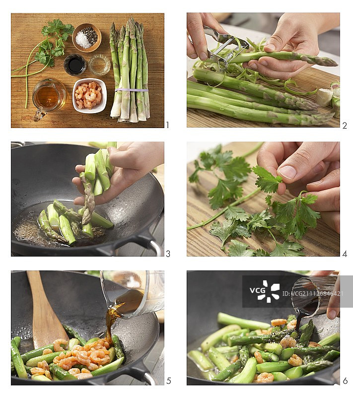 如何将绿芦笋与大虾搭配图片素材