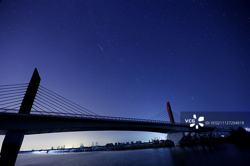 安徽省合肥市滨湖新区，南淝河大桥上的流星！图片素材
