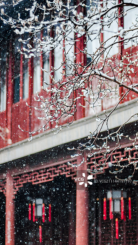 苏州园林雪景图片素材