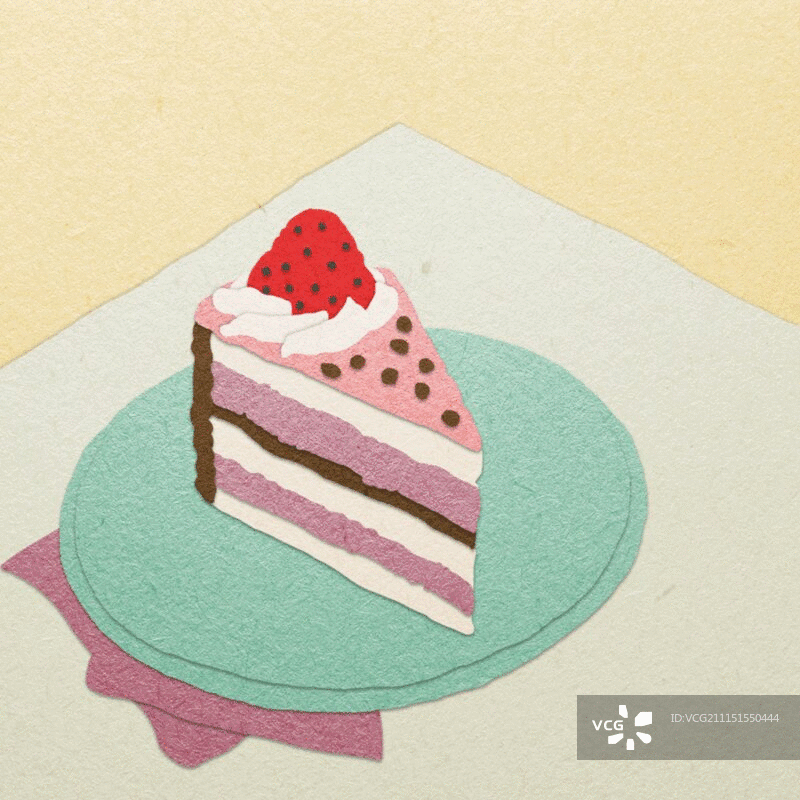 切片蛋糕与叉动画图片素材