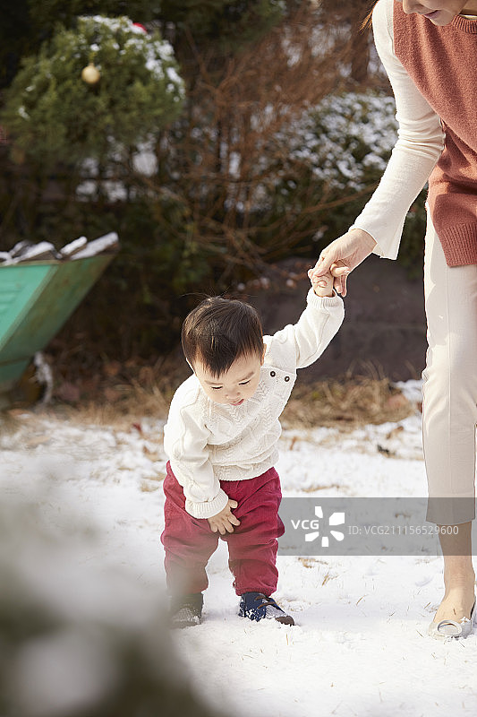 妈妈,儿子,宝贝,冬天,韩国人图片素材