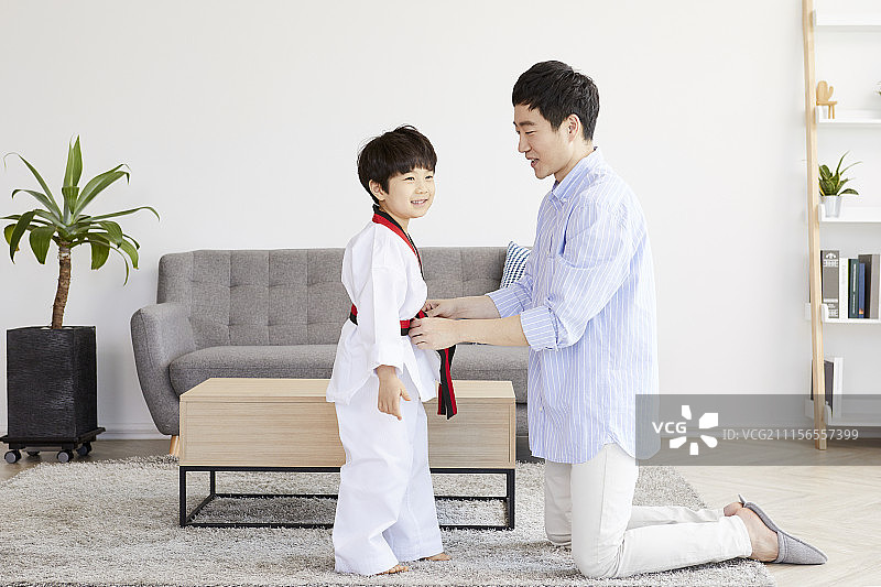 跆拳道,家庭,父亲,儿子,韩国人图片素材