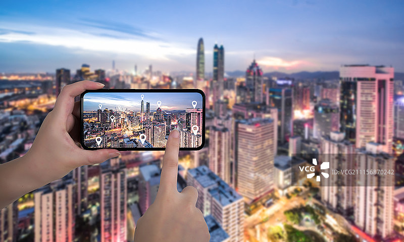 深圳城市风光 手机只能定位概念图片素材