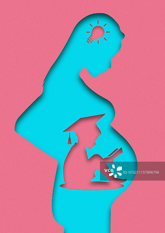 怀孕女性创意胎教插图图片素材