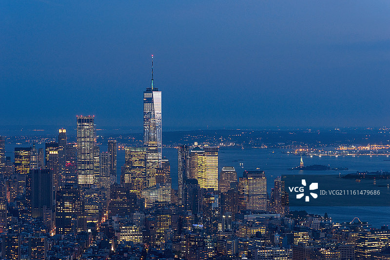 纽约港曼哈顿夜景图片素材