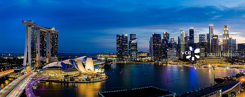 新加坡城市夜景全景图片素材