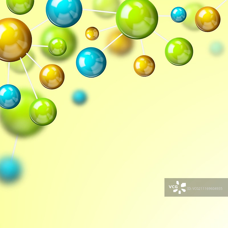 3d化学物理彩色原子结构分子模型背景壁纸矢量插图图片素材