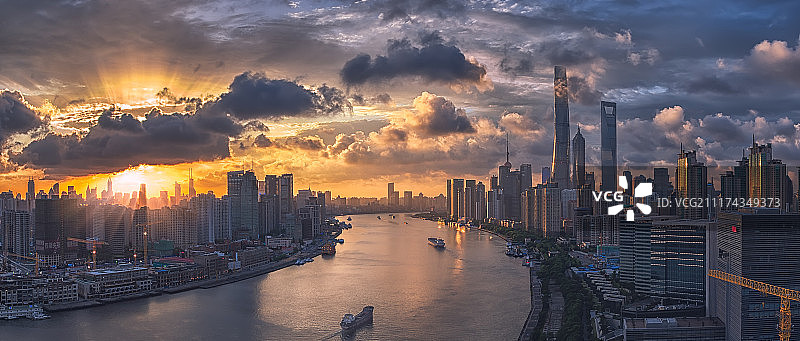 上海天际线日落图片素材