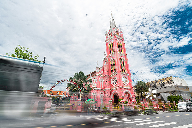 越南胡志明粉红教堂图片素材