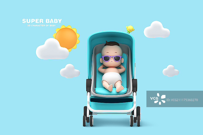 超级宝宝概念，3D宝宝角色。021图片素材