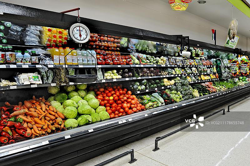 中美洲哥斯达黎加瓜纳卡斯特省利比里亚超市的蔬菜货架图片素材