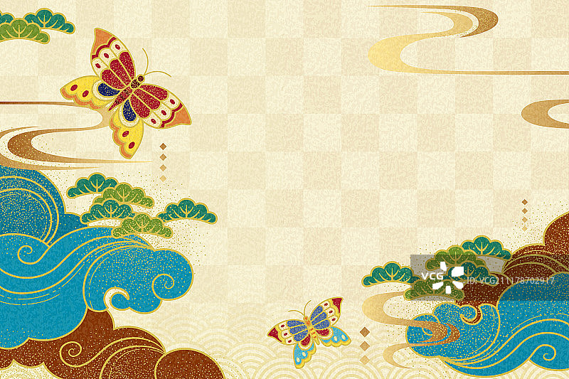 传统日式花纹背景图片素材