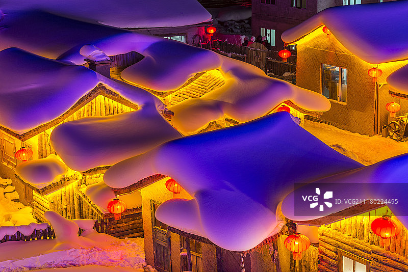中国雪乡夜景图片素材