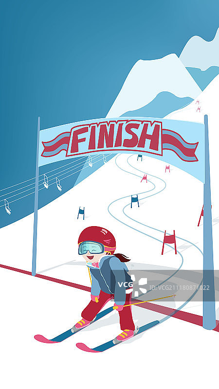 儿童高山滑雪图片素材
