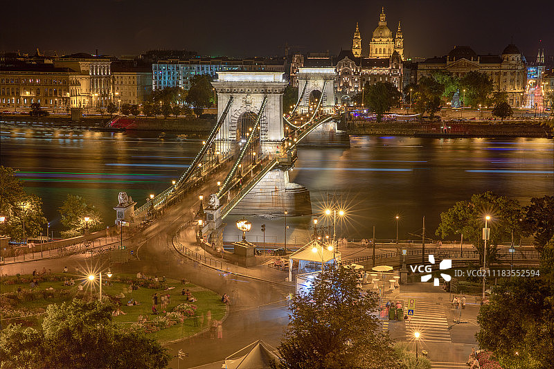 布达佩斯链子桥图片素材