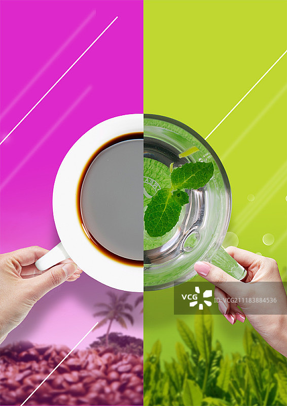 咖啡和茶的合成图像图片素材