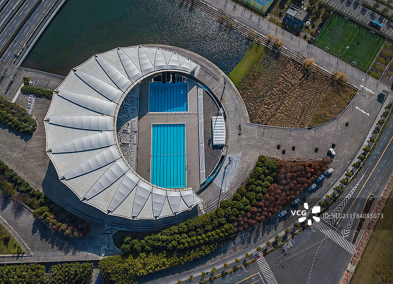 上海东方体育中心全景航拍图片素材